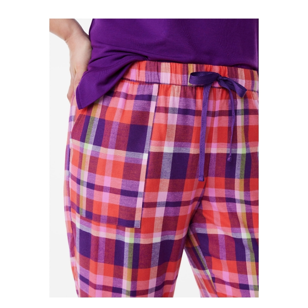 Secret Treasures Purple and Orange Plaid Pajama Pants